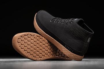 Black Nobull Coffee Canvas Mid Men's Trainers | CA Q1271M